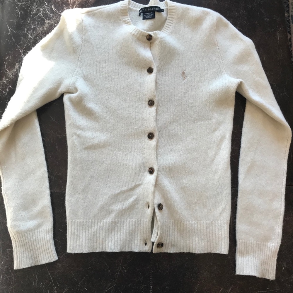 Cream Wool Blend Ralph Lauren Cardigan